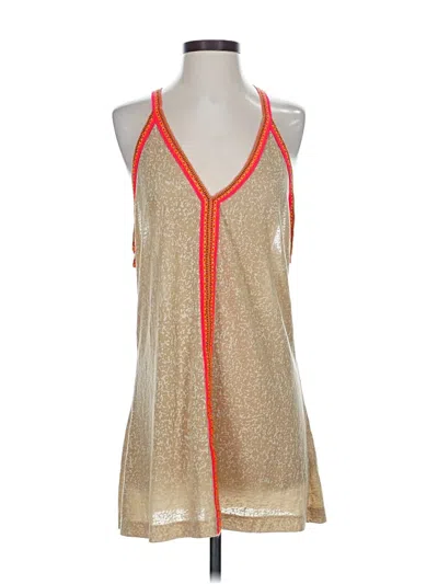 Pre-owned Pitusa Tank Top Tan Halter Neckline Tops In Brown