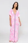 Pitusa Tie Dye Inca Abaya In Bubblegum Pink | Designer Floor Length Beach Cover Up | Lightweight Pima Cotto In Pink