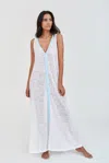 Pitusa V-neck Flare Maxi Dress White In White