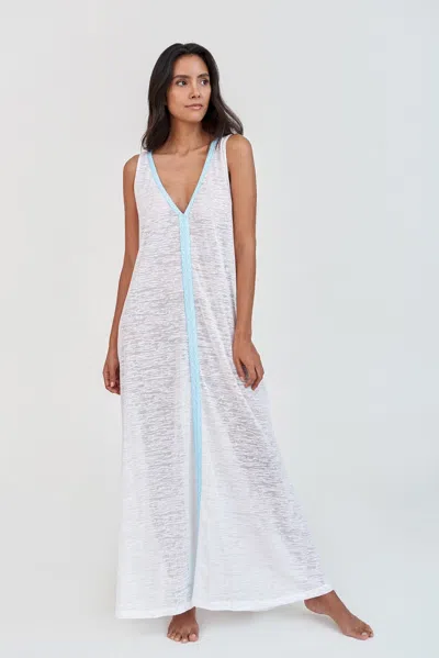 Pitusa V-neck Flare Maxi Dress White