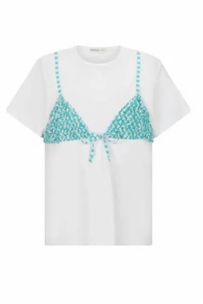 Pitusa Women's Bikini Top T-shirt In Aqua In White