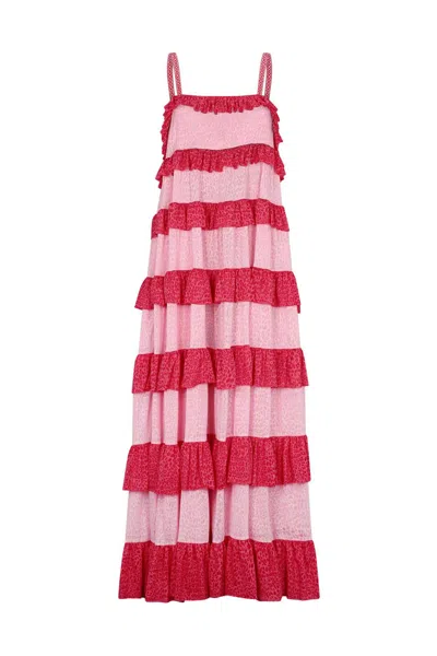 Pitusa Women's Colorblock Tiered Ruffle Dress In Light Pink In Neutral