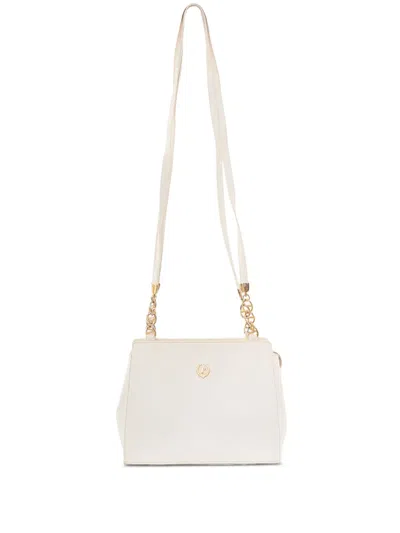 Pre-owned Piume Leather Chain-strap Shoulder Bag In White