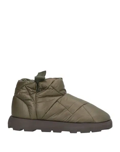 Piumestudio Woman Ankle Boots Military Green Size 6 Textile Fibers
