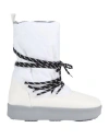 Piumestudio Woman Ankle Boots White Size 11 Leather, Textile Fibers In White