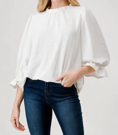 Pixi + Ivy Paisley Ruffle Collar Blouse In White