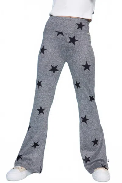 Pixie Lane Kids' Stars Simply Soft Luxe Flare Legging In Steel Black In Gray