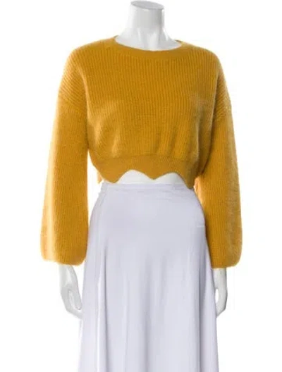 Pre-owned Pixie Market Angora Crew Neck Sweater In Yellow