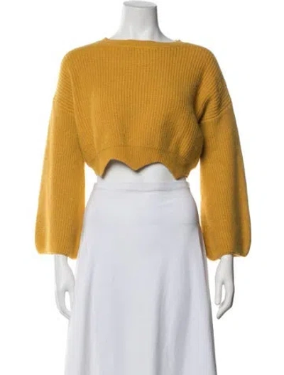 Pre-owned Pixie Market Angora Crew Neck Sweater In Yellow
