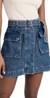Pixie Market Ar Denim Cargo Belted Miniskirt In Denim