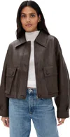 Pixie Market Brown Patch Pocket Faux Leather Jacket Brown In Brown