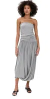 Pixie Market Bubble Hem Strapless Dress Grey In Grey