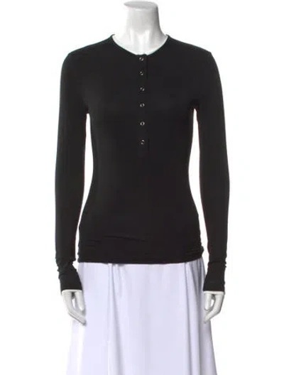 Pre-owned Pixie Market Crew Neck Long Sleeve Top In Black