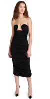 Pixie Market Dominique Bustier Ruched Dress In Black