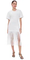 Pixie Market Fringe Cotton Tee Dress White
