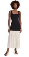 Pixie Market Gia Chiffon Hem Tank Dress Black/white In Black/white