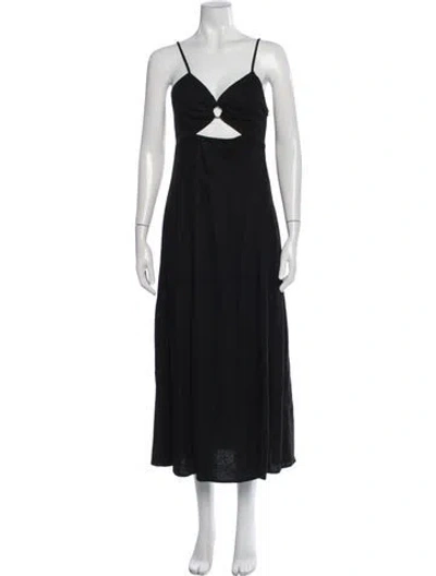 Pre-owned Pixie Market Linen Long Dress In Black