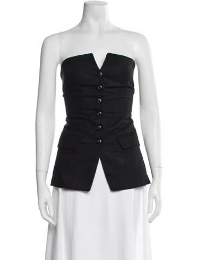 Pre-owned Pixie Market Linen Strapless Top In Black