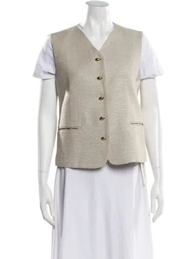 Pre-owned Pixie Market Linen Striped Vest In Neutral