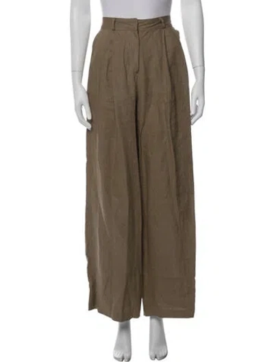 Pre-owned Pixie Market Linen Wide Leg Pants In Green