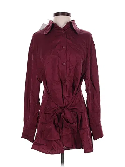 Pre-owned Pixie Market Long Sleeve Blouse In Burgundy