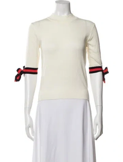 Pre-owned Pixie Market Mock Neck Three-quarter Sleeve Top In Neutral