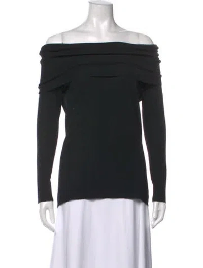 Pre-owned Pixie Market Off-the-shoulder Long Sleeve Top In Black