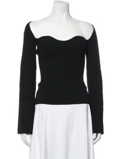 Pre-owned Pixie Market Off-the-shoulder Long Sleeve Top In Black