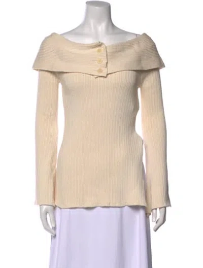 Pre-owned Pixie Market Off-the-shoulder Long Sleeve Top In Neutral