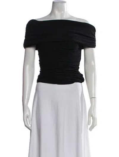Pre-owned Pixie Market Off-the-shoulder Short Sleeve Top In Black