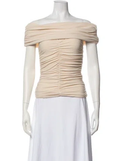 Pre-owned Pixie Market Off-the-shoulder Short Sleeve Top In Neutral