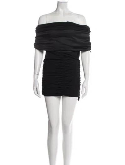 Pre-owned Pixie Market Off-the-shoulder Sleeveless Crop Top In Black