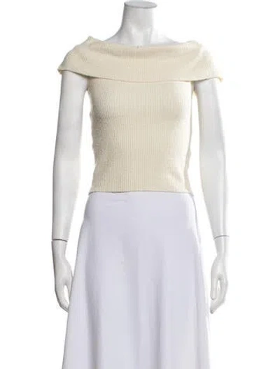 Pre-owned Pixie Market Off-the-shoulder Sleeveless Crop Top In Neutrals