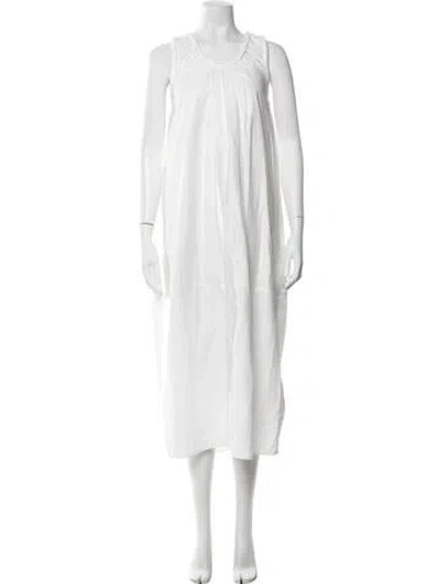 Pre-owned Pixie Market Scoop Neck Midi Length Dress In White