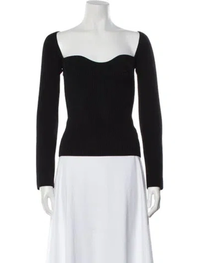 Pre-owned Pixie Market Square Neckline Long Sleeve Top In Black