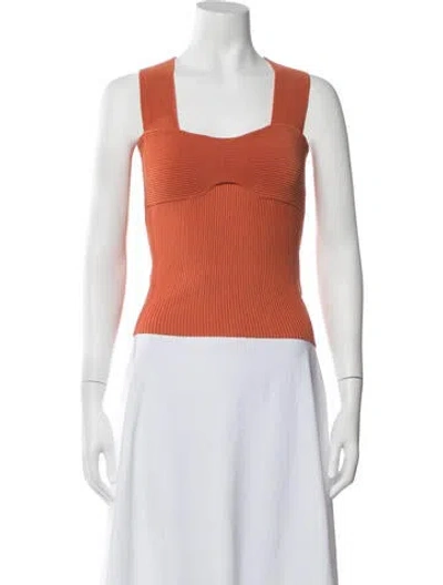 Pre-owned Pixie Market Square Neckline Sleeveless Crop Top In Orange