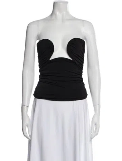 Pre-owned Pixie Market Strapless Crop Top In Black