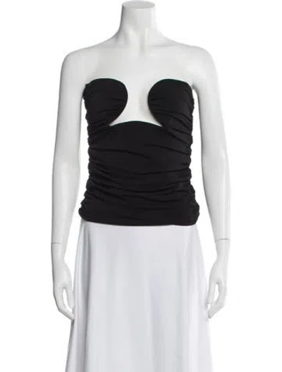 Pre-owned Pixie Market Strapless Crop Top In Black