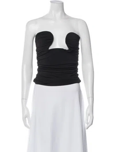Pre-owned Pixie Market Strapless Crop Top In Black