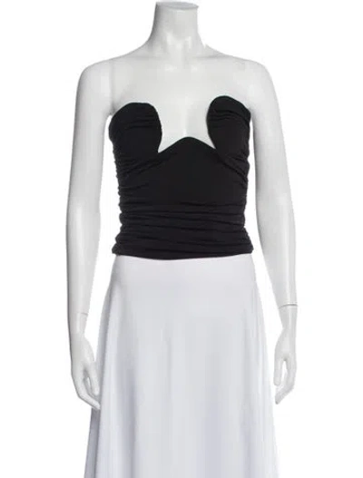 Pre-owned Pixie Market Strapless Crop Top In Black