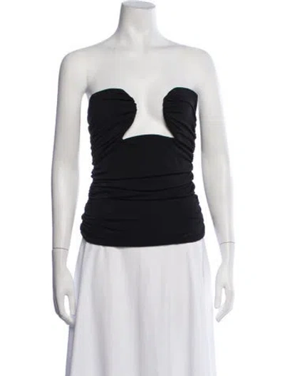 Pre-owned Pixie Market Strapless Crop Top In Black