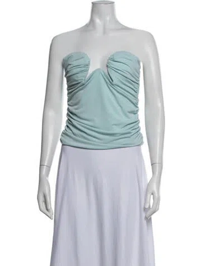Pre-owned Pixie Market Strapless Crop Top In Blue
