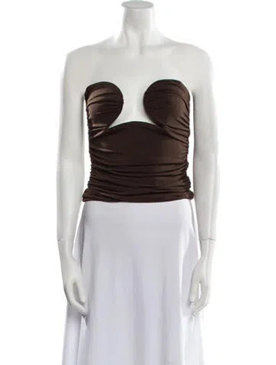 Pre-owned Pixie Market Strapless Crop Top In Brown