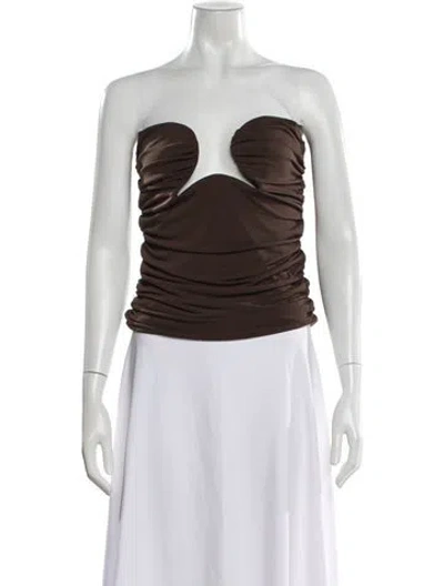 Pre-owned Pixie Market Strapless Crop Top In Brown