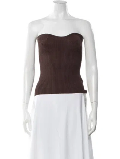 Pre-owned Pixie Market Strapless Crop Top In Brown