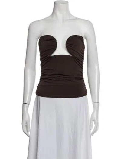 Pre-owned Pixie Market Strapless Crop Top In Brown