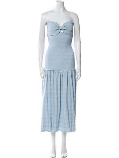 Pre-owned Pixie Market Strapless Midi Length Dress W/ Tags In Blue