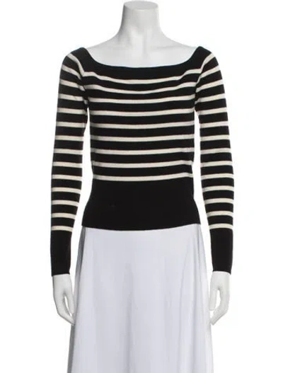 Pre-owned Pixie Market Striped Bateau Neckline Sweater In Black