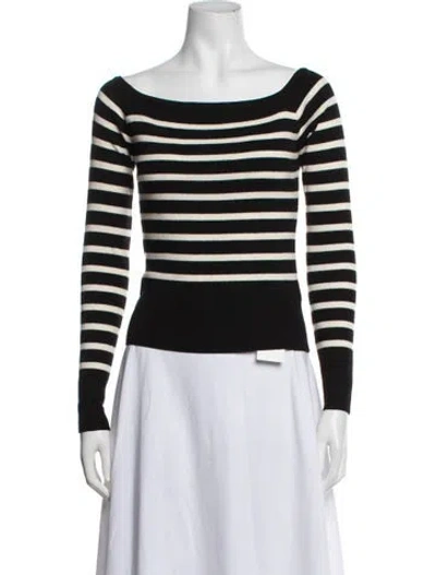 Pre-owned Pixie Market Striped Off-the-shoulder Top In Black