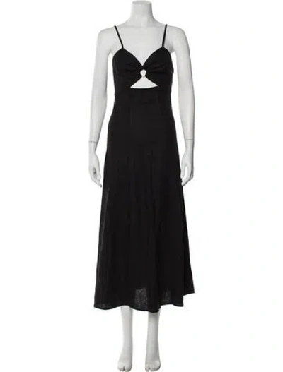 Pre-owned Pixie Market V-neck Midi Length Dress In Black